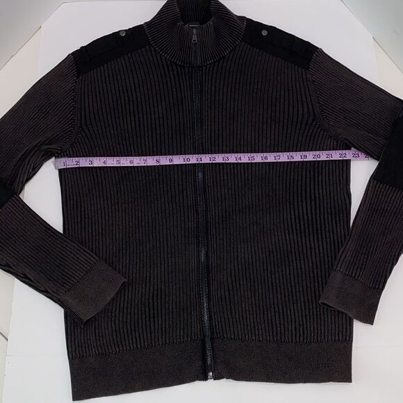 INC International Concepts Men's Ribbed Zippered Sweater Jacket In Charcoal Gray - Picture 6 of 12